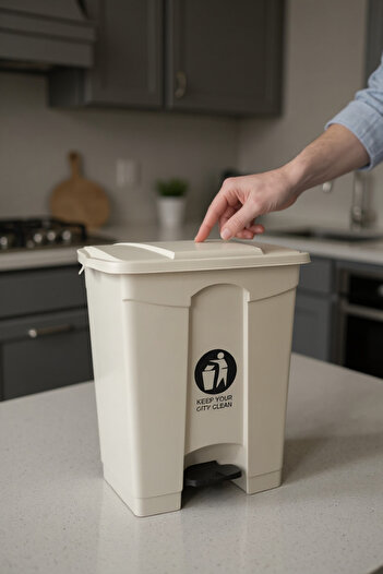 Living Plastic Garbage Bin - 70 Liters - Stylish and Durable Beige Waste Bin for Home and Office