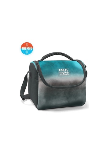 Coral High Turquoise Gray Batik Patterned Kids Thermo Lunchbox - 11768