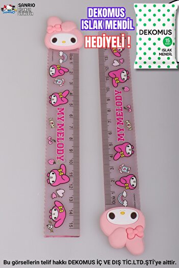 MY MELODY "Dekomus Wet Wipes with Gift" Licensed My Melody "Single" Ruler 15 cm