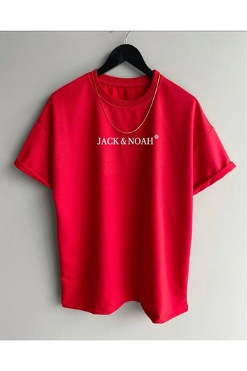 dwnwear Red T-Shirt Unisex Printed Oversize T-Shirt