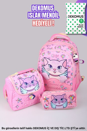MUGGLE "Dekomus Wet Wipes Gifted" "Sweet and Sparkly Collection" Large Size School Bag, Besl with Thermos