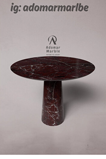 adomarmarblehandmadeandluxury Vişne Mermer Masa, Yuvarlak Menekşe Masa, Özel Ölçü, Elazığ Vişne Mermer