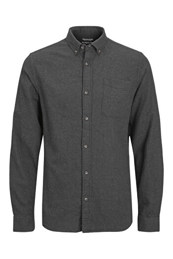 Jack & Jones Hemd BAND MELANGE Comfort Fit Langarmhemd mit Stehkragen und Brusttasche