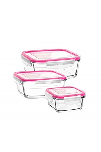 Benca Mutfak Brand: Lv-Frescos1 Fresco 3-Piece Glass Storage Container Set, Microwave Oven Compatible & Lock