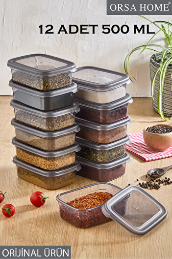 ORSA HOME 12 Pack 500 ml Food Storage Container Anthracite 268
