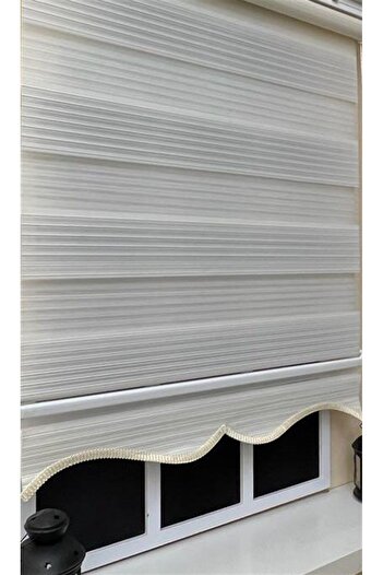 KORUTEKS Pliseli Zebra Stor Perde Ekru Etek Dilimli Kt481