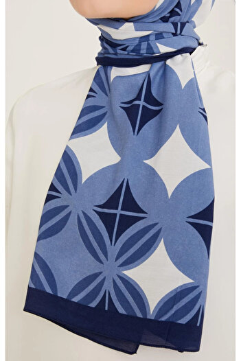 Armine Trend Laurel Shawl 6347-2-25 Blue White