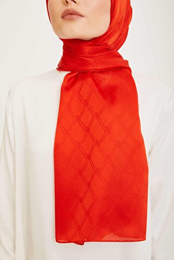 Armine Trend Jan Jan Orange Monogram Patterned Jacquard Shawl 6-21219