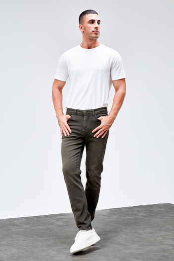 HALAT'S Ανδρικό τζιν παντελόνι RAMOS Pine Green Regular Fit Lycra Jean