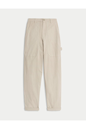 Marks & Spencer Yüksek Bel Pamuklu Cepli Straight Fit Pantolon