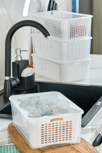 NY HOME Refrigerator Organizer Storage Container with Strainer 2 Pcs 5 Lt