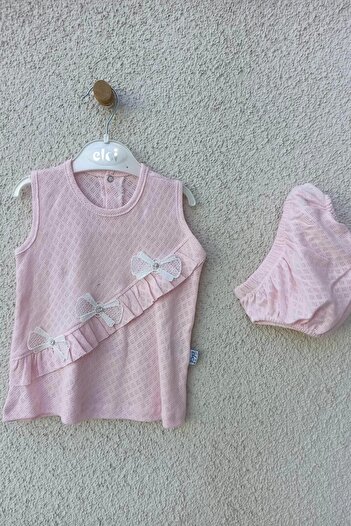 CNDR 3-9 months baby girl bow-knot tights summer set pink