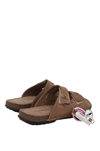 Forelli 49107 Genuine Leather Men's Slippers - Sand