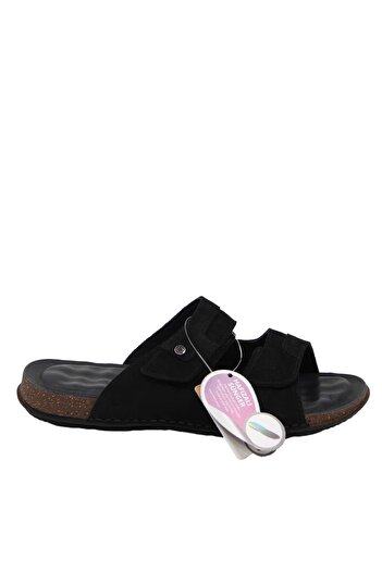 Forelli 49107 Genuine Leather Men's Slippers - Black Nubuck