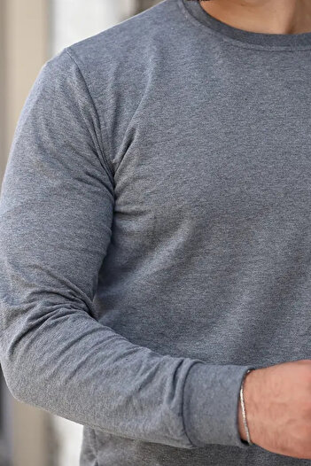 comstar Ανδρικό Crew Neck Basic μακρυμάνικο στενό γκρι ιδρώτα