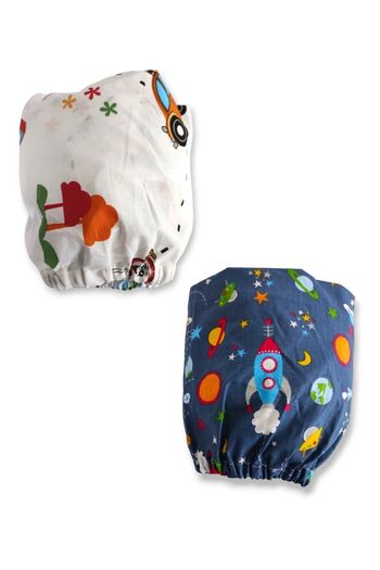 Bebek Özel 90x190 100% Cotton Children's Sheet - Car Traffic and Blue Galaxy (2 PCS)