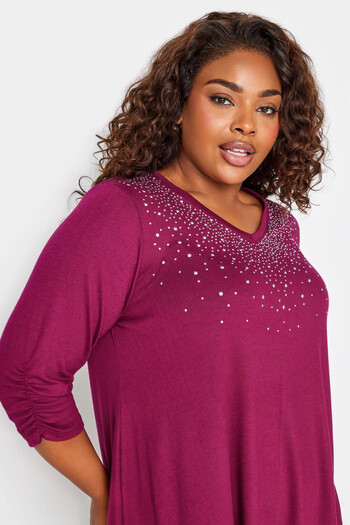 Stil Diva Plus Size V-Neck Studded Half Sleeve Blouse285017
