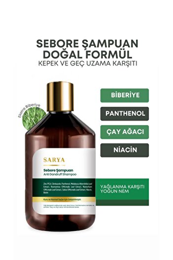 SARYA Sebore Anti Dandruff Kepek Karşıtı Ve Egzema Şampuan 500 ml - Kuru Ve Normal Saçlar