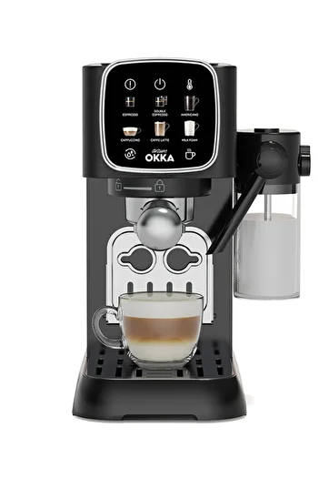 Arzum OKKA OK0032 Semi Auto Espresso Machine – (Milk integrated) Black -Chrome