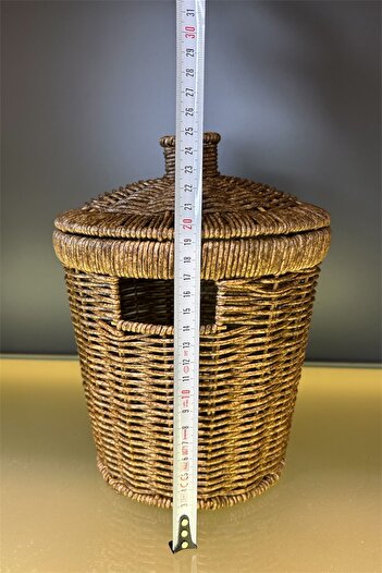 Bayev Acacia Medium Size Wicker Lid Potato Onion Basket Presentation Crisper Mesh Laundry Basket Decor