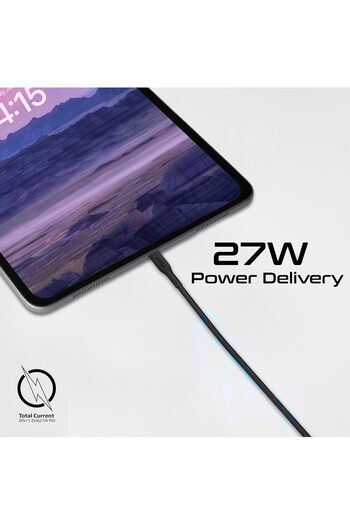 Promate مجموعة من 3 كابلات USB-C إلى USB-C، فائقة السرعة مع توصيل طاقة 60 واط، (0.3 متر، 1.2 متر، و2 متر)