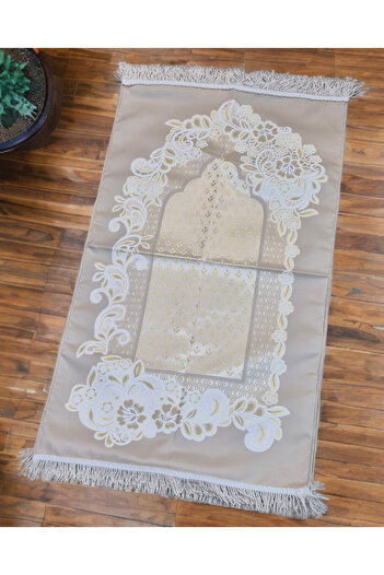 TABASAFE Heavy and Patterned Plain Jacquard Prayer Rug - Fringed