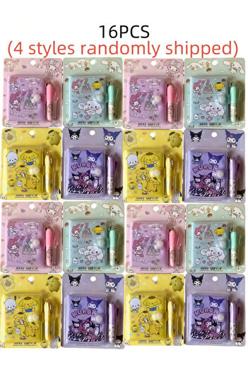 Miniso 16pcs 1/4/8/16pcs Hello Notebook Kitty Journal Small Size Kawaii Miini Portable Ledger School Suppli