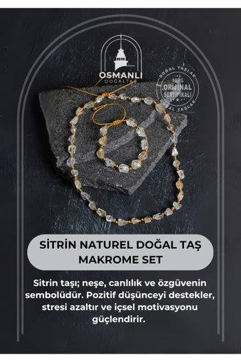 OSMANLI DOĞAL TAŞ Certified Citrine Natural Natural Stone Macrame Set