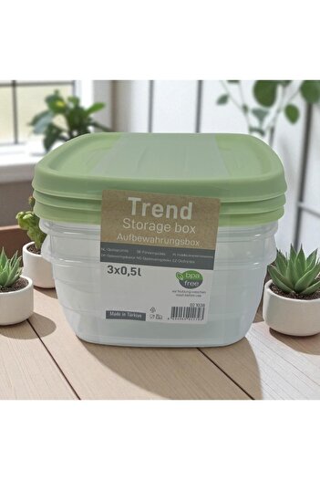 Online Home Market Square Trend Storage Container Set 3 X 500 ml Set