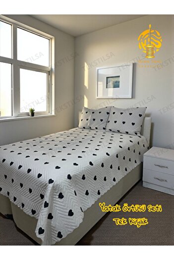 Tekstilsa Micro Fabric |   Digital Printed |   Dowry Double Bedspread Set |   Gift 3 Pieces White