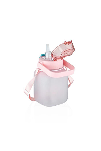 Vagonlife Vgn2275-T Soft Touch Hand Grip Strap Flask with Straw 1100ml Pink