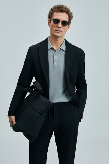 Lufian 111140170 Asel Sportswear Men's Blazer Jacket Slim Fit Men's Jacket Black