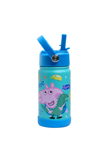 Bamboo Bark Peppa/George Pig Insulated Water Bottle with Straw & Handle – Stainless Steel Double Wall Thermos