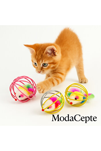 modacepte Cat Toy, Plush Mouse in Ball 6cm
