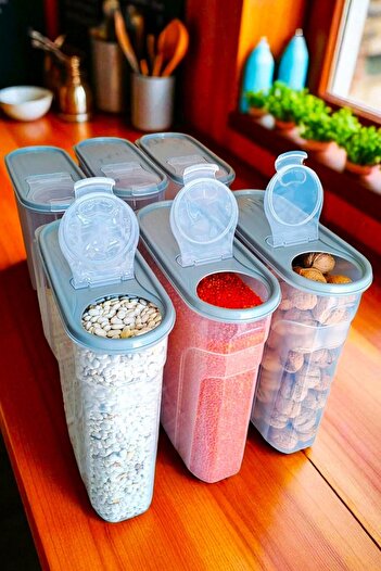 SWENCRAFT 6 Liter 6 Pieces Food Storage Container Pantry Box Set of 6 Luxury Stylish Box Gray