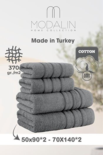 Acacia Набір з 4 рушників для ванної кімнати Dora Grey - 70X140 см x2 / 50x90 см x2