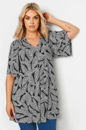 Stil Diva V-Neck Patterned - Asymmetric Cut Lycra Plus Size Blouse321765