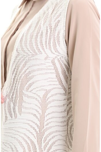 RESPİRO Lace Long Vest, Lace Women's Vest, Large Size Vest, Mother's Vest,