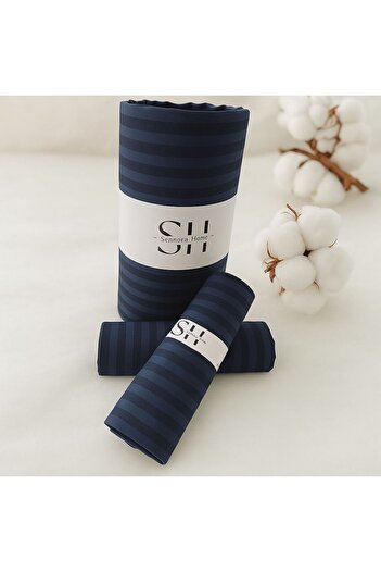 SENNORA Deluxe Series Cotton Satin Fitted Sheet Set Striped Double