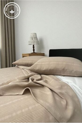 VESSİNOHOME %100 Pamuk Çift Bordürlü Pike Takımı (1ADET PİKE 2ADET YASTIK KILIFI), Terletmeyen, Şık Tasarım