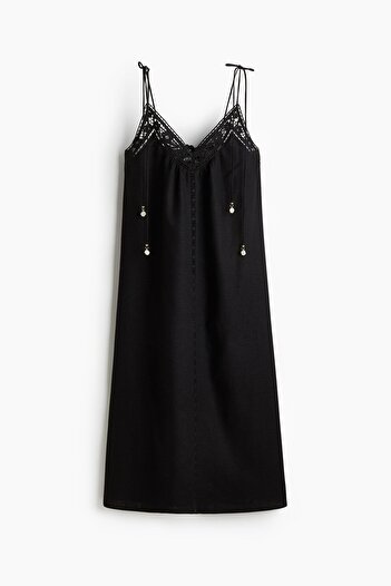 H&M Nakış İşlemeli ve Bağlanan Askılı Elbise