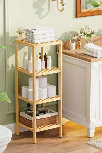 Digithome Bambu 4 Raflı Çok Amaçlı Organizer Mutfak Rafı Banyo Düzenleyici Raf Mio-003