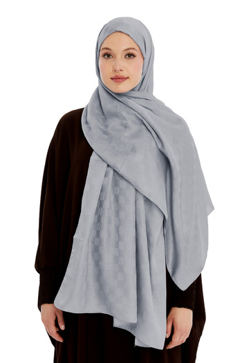 Altobeh Monogram Checkerboard Pattern Shawl - Gray