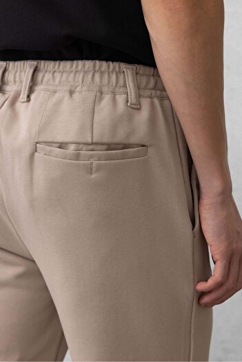 Valiberta Premium Oxford Örme Duble Paça Erkek Pantolon- Bej