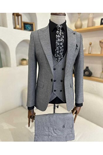 carismen Solid Color Suit with Slim-Fit Vest