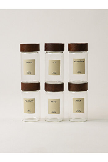 Minihol Carle 6-Piece Acacia Spice Rack Set (300 ml)