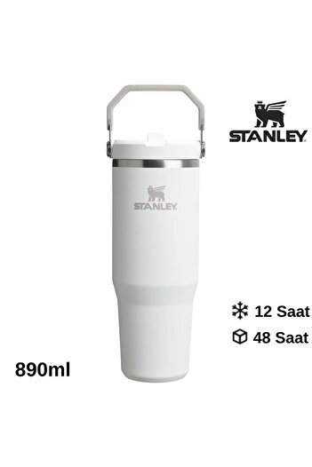 Stanley The Iceflow Flip Straw Thermos Cup with Straw 0.89 Lt Flask White