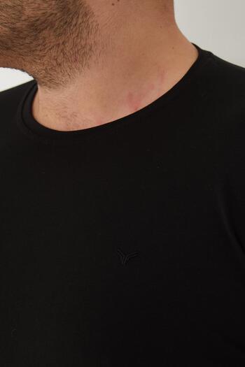 Maccali Men's Slim Fit Oversize Short Sleeve Basic T-Shirt Black