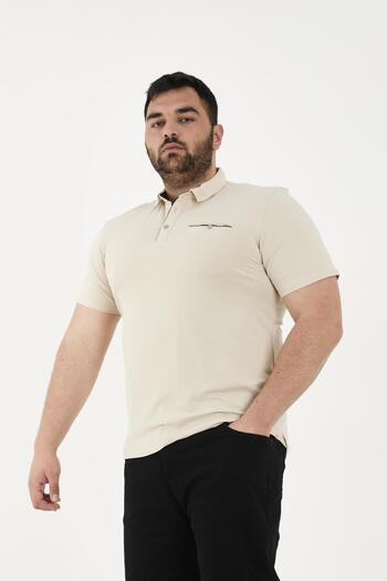 Maccali Men's Timeless Pocket Basic Long Plain Polo Neck T-Shirt Cream