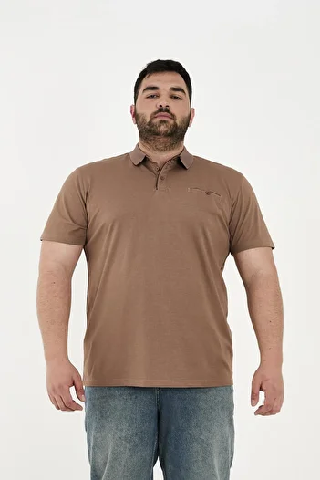 Maccali Men's Timeless Pocket Basic Long Plain Polo Neck T-Shirt Brown